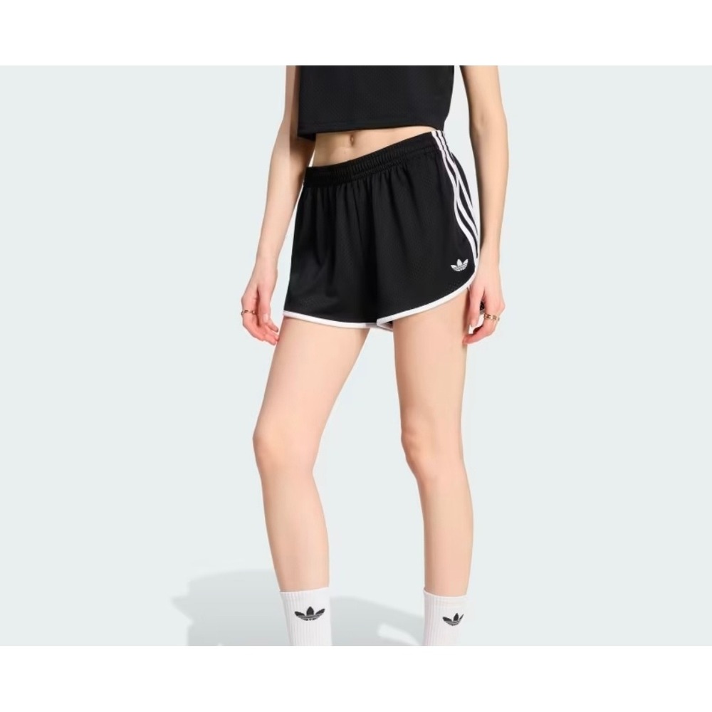 Adidas Womens Marathon 20 Running Shorts Black White 3 Stripe Primegreen Medium